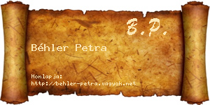 Béhler Petra névjegykártya